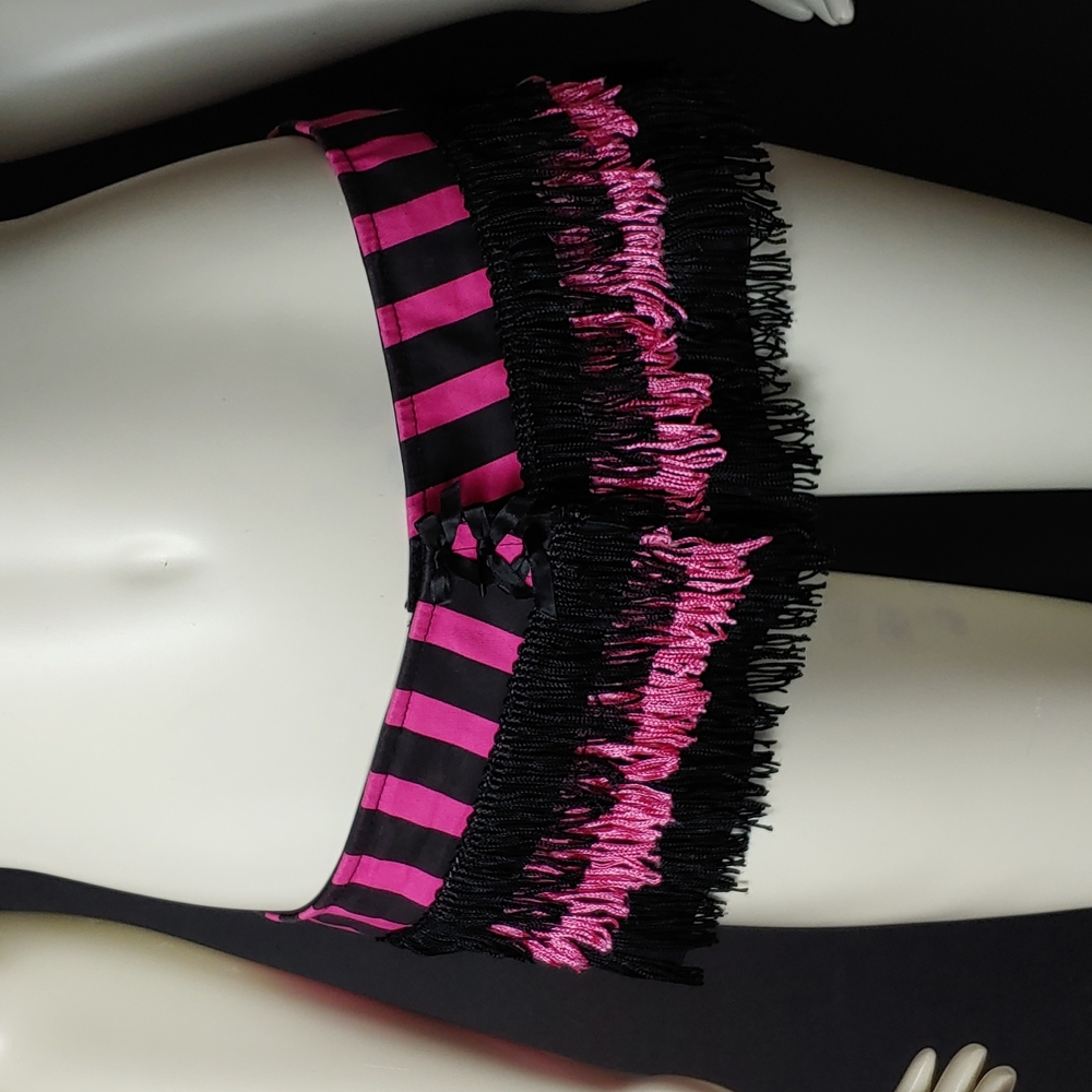 Serious Brand Women's Velcro Closure Hot Pink & Black Micro Mini Skirt Sz Medium